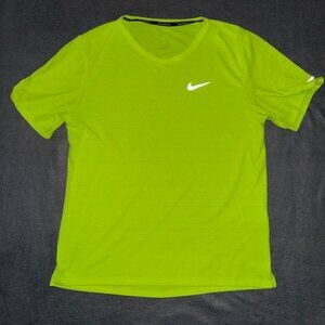 Nike Running Dri‑Fit T‑Shirt Men’s Small Volt Green Lightweight Athletic Tee